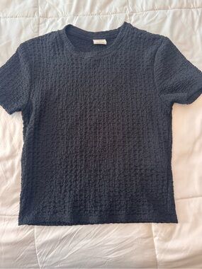 Abercrombie & Fitch Black Textured Crew Neck Tee